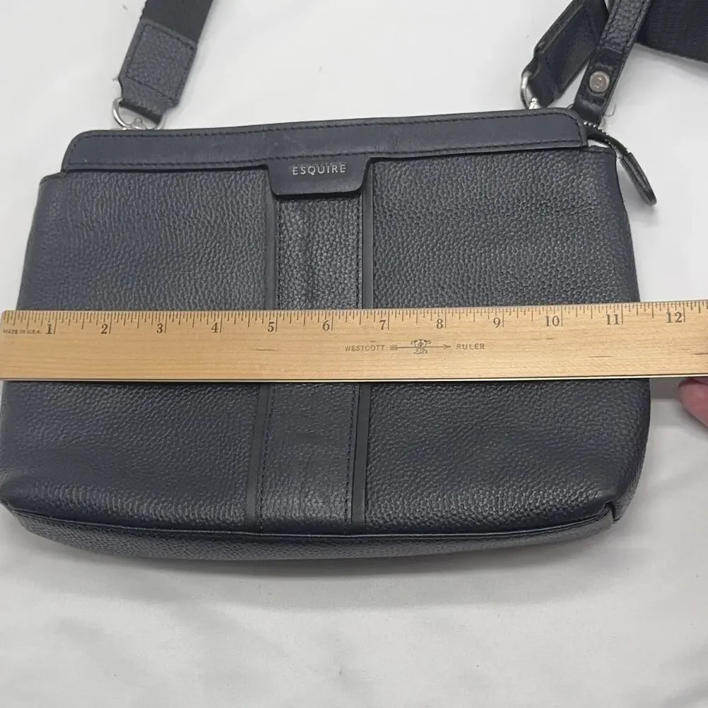 Crossbody Messenger Bag Dark Blue/Black Textured Material Esquire leather preppy